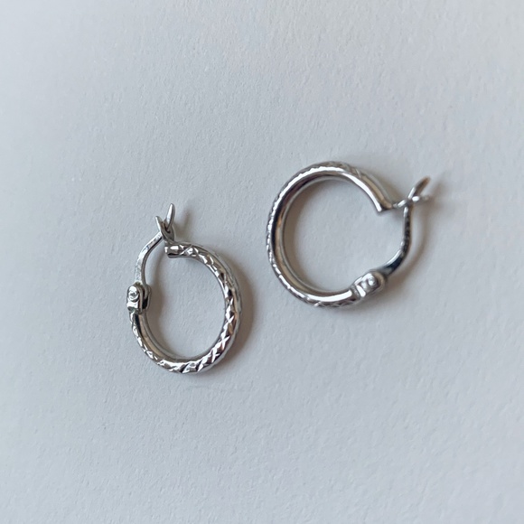 Jewelry - Textured Silver Hoop Earrings
